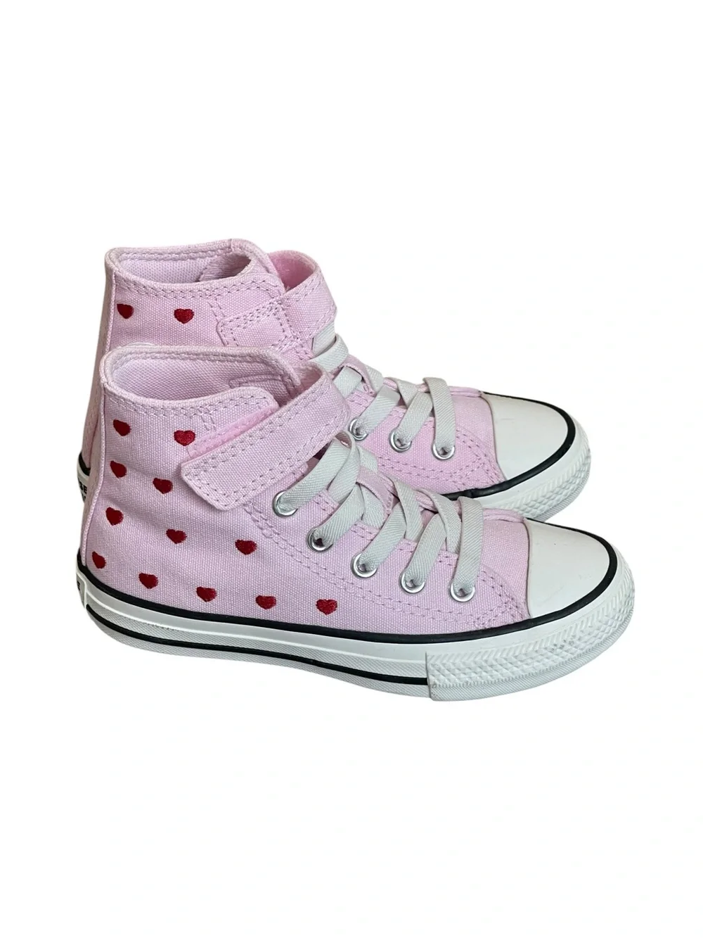 Converse Girls Pink Chuck Taylor Hearts and Rose High Trainers size 11